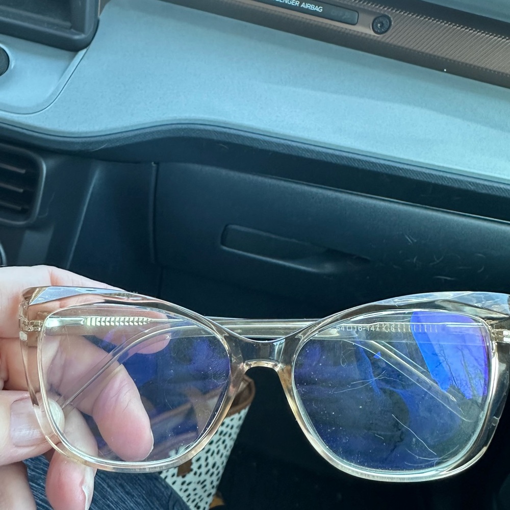 Cream Cat-Eye Glasses with Shimmery Frames